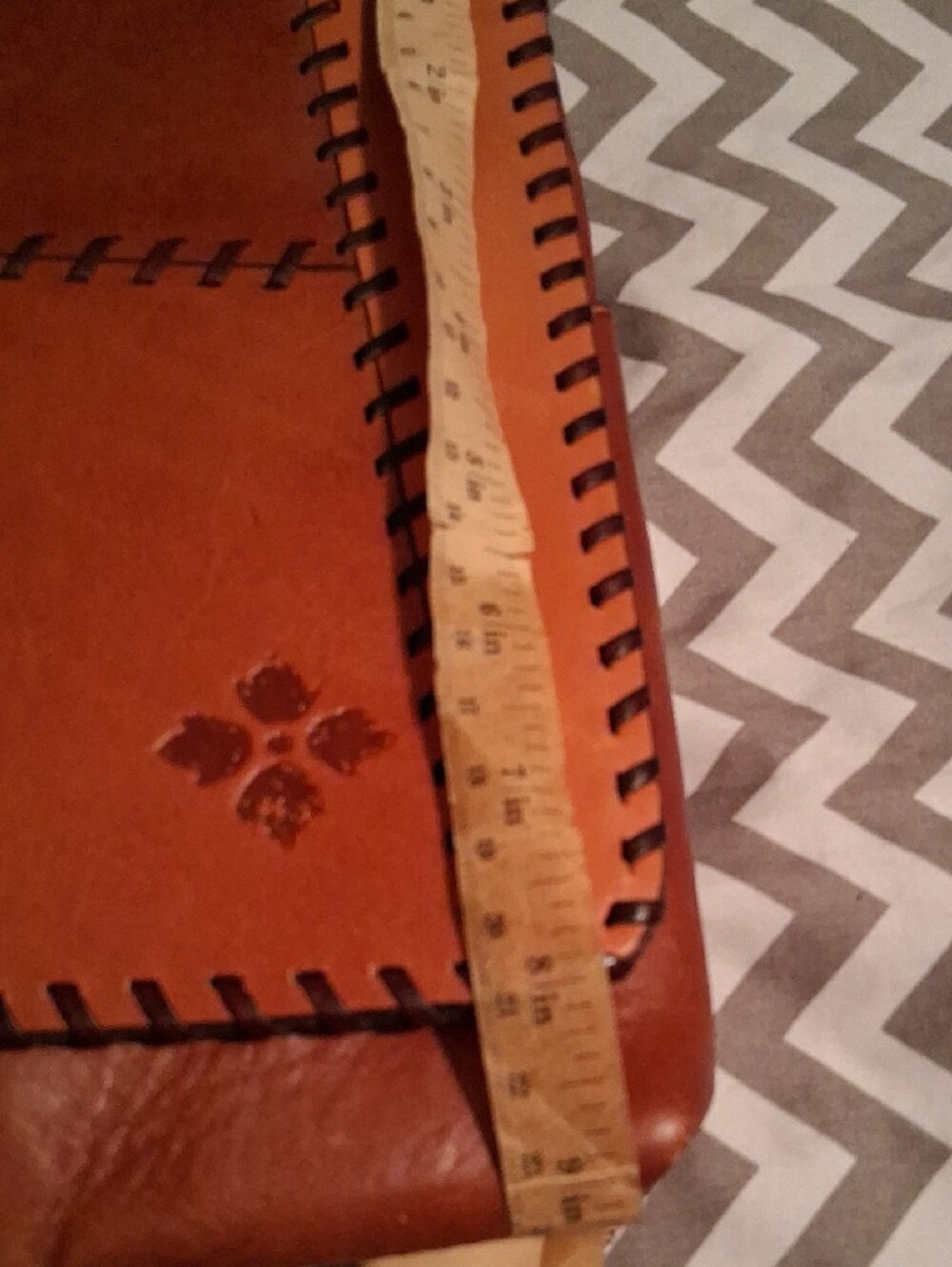 Patricia Nash Two-Tone Tan Patchwork Leather Crossbody - Picture 10 of 13